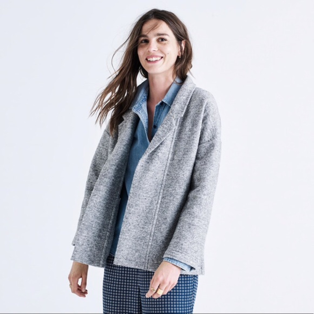 Madewell Grey Wool Speaker Open Front Jacket - image 1